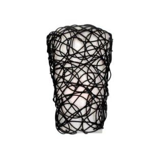It's Exciting Lighting Wicker Black Indoor Battery Operated LED Sconce with Flameless Candle Flicker Mode and White Shade IEL 2100