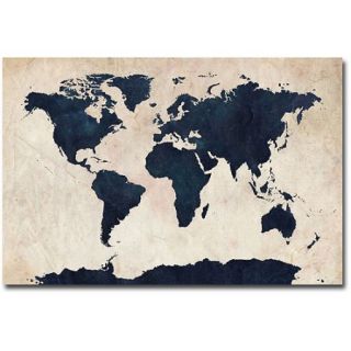 Trademark Art "World Map   Navy" Canvas Wall Art by Michael Tompsett