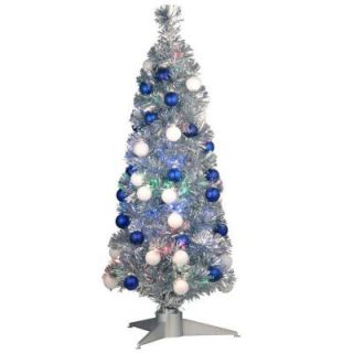 National Tree Company 3 ft. Silver Fiber Optic Fireworks Ornament Artificial Christmas Tree SZOX7 177 36