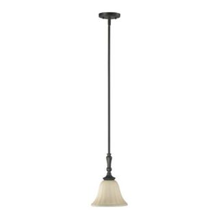 Quorum International 3194 86 Randolph 1 Light Mini Pendant in Oiled Bronze with Antique Gold with Amber Scavo Glass