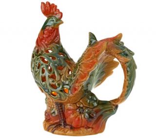Illuminated Ceramic Pierced Rooster —