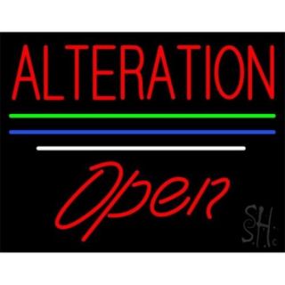 Sign Store N100 3871 Red Alteration Blue Green White Line Open Neon Sign, 31 x 24 x 3 inch