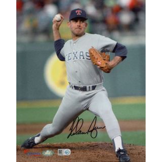 Nolan Ryan Texas Rangers  Authentic Autographed 8 x 10 Pitching in Gray Uniform with Ball in Hand Photograph