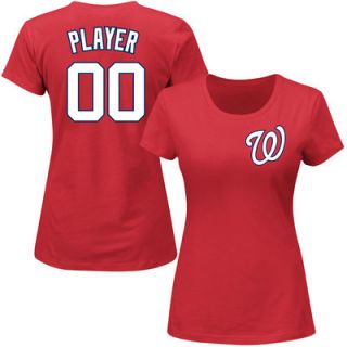 Washington Nationals Majestic Womens Custom Roster Name & Number T Shirt   Red