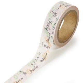 Washi Tape Roll .625"X315" Travel Stamps