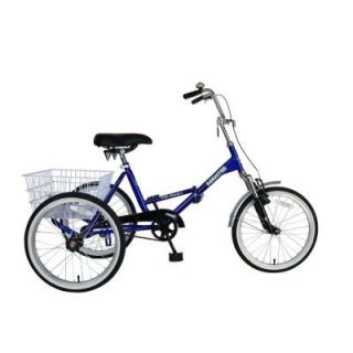 Mantis Tri Rad Folding Adult Tricycle, 20 in. Wheels, 16 in. Frame, Unisex in Blue 67520