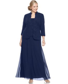 Alex Evenings Plus Size Glitter Gown and Jacket