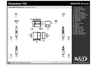 2008, 2009 Hummer H2 Wood Dash Kits   B&I WD857B DCF   B&I Dash Kits