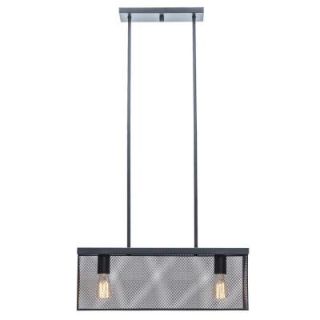 Globe Electric 23 in. 2 Light Bronze Linear Pendant with Metal Mesh Shade 65018
