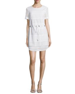 MICHAEL Michael Kors Short Sleeve Perforated Drawstring Dress