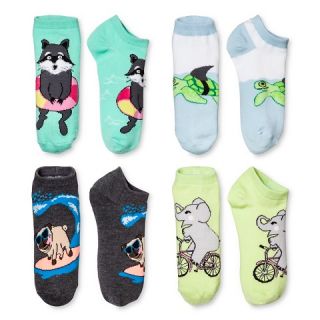 Womens Low Cut Socks Animal Fun 4 Pack Green 4 10   Xhilaration