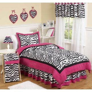 Sweet Jojo Designs Girls Zebra 4 piece Twin Comforter Set