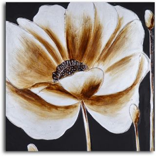 My Art Outlet Coffee and White Poppy Hand Painted Canvas Art