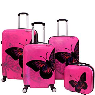 World Traveler 4 Piece Hardside Upright Spinner Luggage Set
