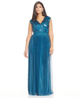 Adrianna Papell Floral Sequin Pleated Gown   Dresses   Women