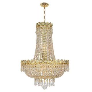Worldwide Lighting Empire Collection 8 Light Gold and Clear Crystal Chandelier W83049G16