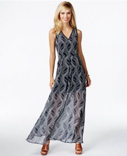 MICHAEL Michael Kors Printed Semi Sheer Maxi Dress   Dresses   Women