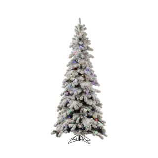 Vickerman 4 ft Pre Lit Kodiak Spruce Slim Flocked Artificial Christmas Tree with Multicolor LED/Incandescent Lights