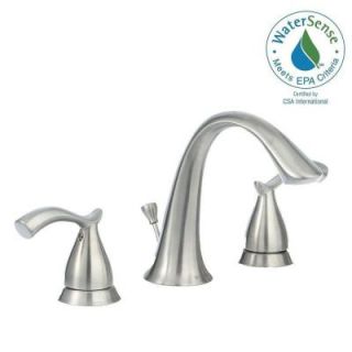 KOHLER Finial Traditional 8 in. Widespread 2 Handle High Arc Bathroom Faucet in Polished Nickel with Lever Handles K 310 4M SN