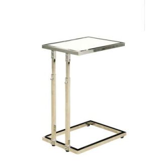 Monarch Specialties Chrome Metal Adjustable Height Accent Table with Tempered Glass I 3012