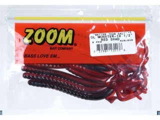 Zoom Soft Plastic Fishing Bait 026 029 Super Salt+ Ol' Monster Worm Red Shad