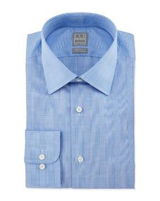 Ike Behar Glen Plaid Woven Dress Shirt, Blue