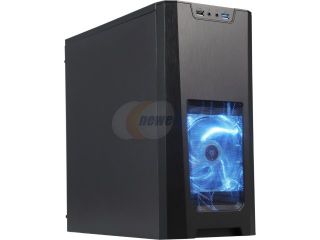XION Gaming Series XON 310_BK Black with Blue LED Light Steel / Plastic MicroATX Mid Tower Computer Case