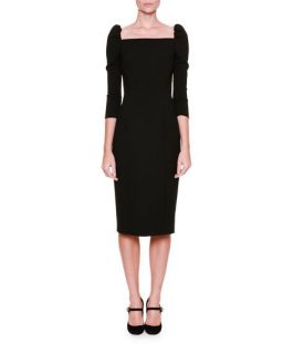 Dolce & Gabbana 3/4 Sleeve Square Neck Dress, Black
