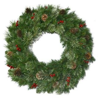 National Tree Company 30 in. Unlit Cashmere Cone and Berry Decorated Artificial Wreath with Red Berries and Pinecones CCB19 30W