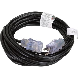 Prime Wire & Cable All-Rubber Outdoor Extension Cord — 25-Ft., 12/3 SJOOW, 15 Amp, 125 Volt, 1,875 Watt, Black, Model# EC732825  Extension Cords