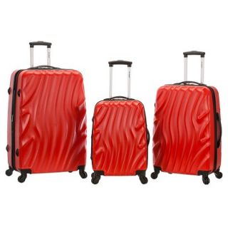 Rockland Luggage Melbourne 3 Piece ABS Luggage Set Redwave