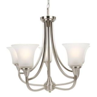 Glomar 5 Light Brushed Nickel Chandelier with Frosted Glass Shade HD 4146