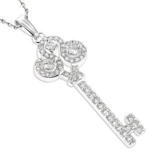 Luxurman 14k Gold 2ct TDW Diamond Necklaces Key Pendant (G H, VS1 VS2