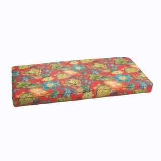 Red Tropical Indoor/ Outdoor Corded Bench Cushion   18626622